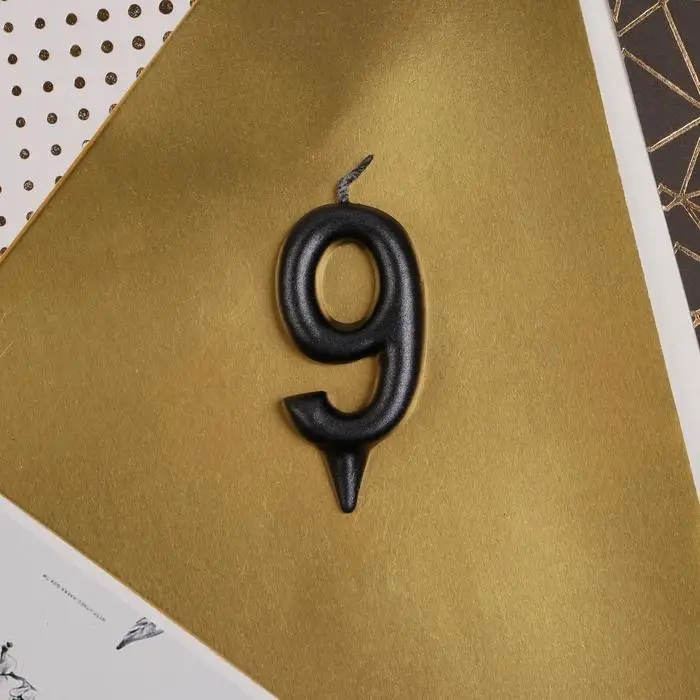 Свеча для торта, цифра &laquo;9&raquo;, чёрная, 3 х 6 см
