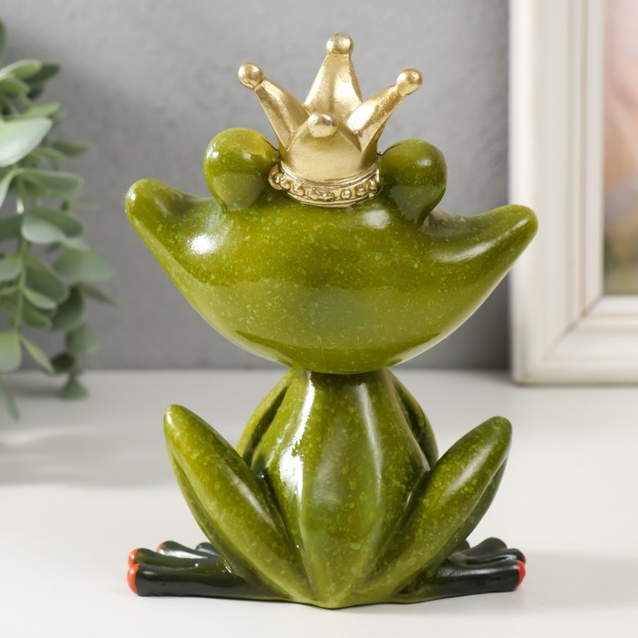 Сувенир полистоун лак Сувенир полистоун лак "Лягушка - царевна" голова на пружинке 14,5х11х8,2 см