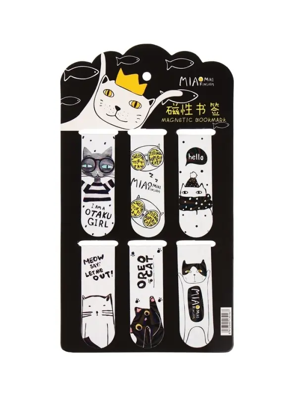 Набор магнитных закладок для книг Calligrata &laquo;Кошки&raquo;, 6 штук, МИКС