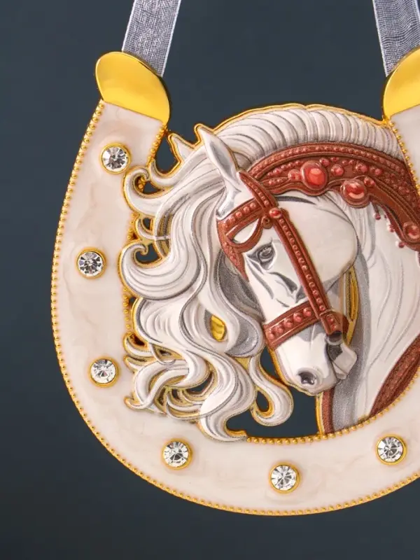 Сувенир-подкова «Лошадь с белой гривой», 10,5х10,5х0,05см, эмаль, стразы