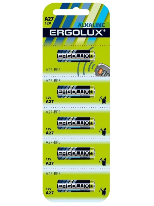 Батарейка Ergolux LR27/A27/MN27 BL5 Alkaline 12V Батарейка Ergolux LR27/A27/MN27 BL5 Alkaline 12V
