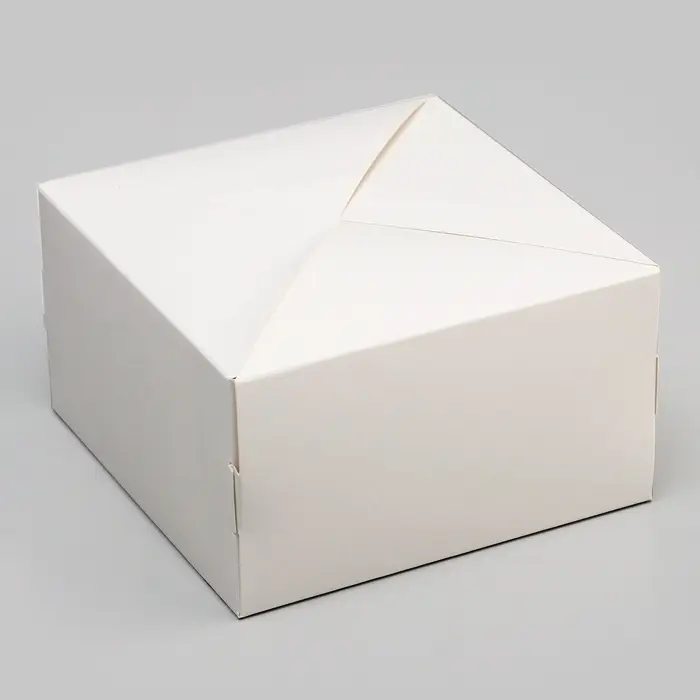Коробка кондитерская под бенто - торт без окна, белая, 14&times;14&times;8 см