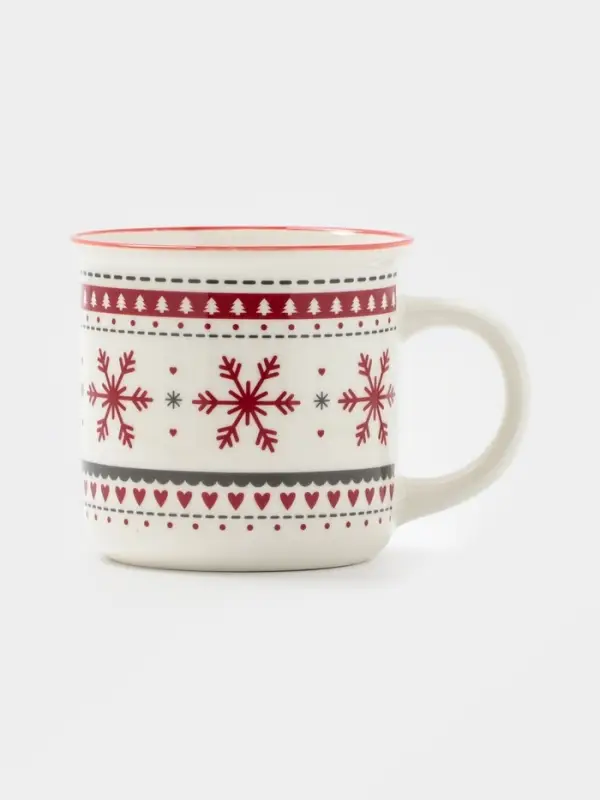 Кружка Доляна «Новый год. Снежинки», 380 мл, фарфор, белая Кружка Доляна «Новый год. Снежинки», 380 мл, фарфор, белая