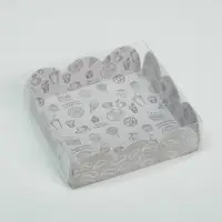 Коробка для печенья, кондитерская упаковка с PVC крышкой, &laquo;Вкусности&raquo;, 10.5 х 10.5 х 3 см