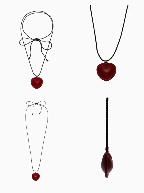 Чокер/кулон на шнурке &laquo;Сердечко&raquo;, кожа, трансформер, бордовый, 150 см