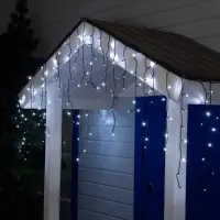Гирлянда &laquo;Бахрома&raquo; 3&times;0.6 м, IP44, УМС, тёмная нить, 160 LED, свечение белое, 220 В