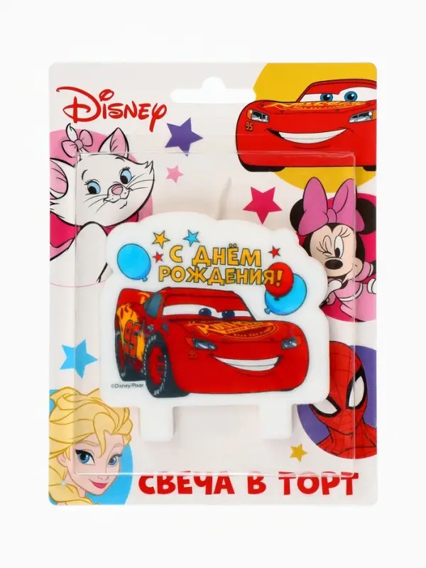 Свеча для торта &laquo;С Днем Рождения!&raquo;, 8&times;8 см, Тачки
