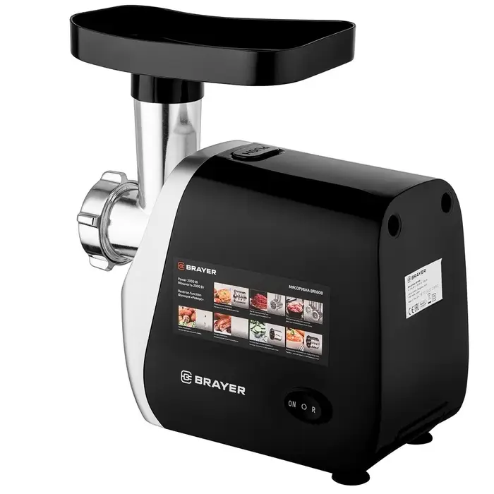 Мясорубка BRAYER 1608BR, электрическая, 2000 Вт, реверс, 3 диска, 4 насадки, 2 кг/мин Мясорубка BRAYER 1608BR, электрическая, 2000 Вт, реверс, 3 диска, 4 насадки, 2 кг/мин