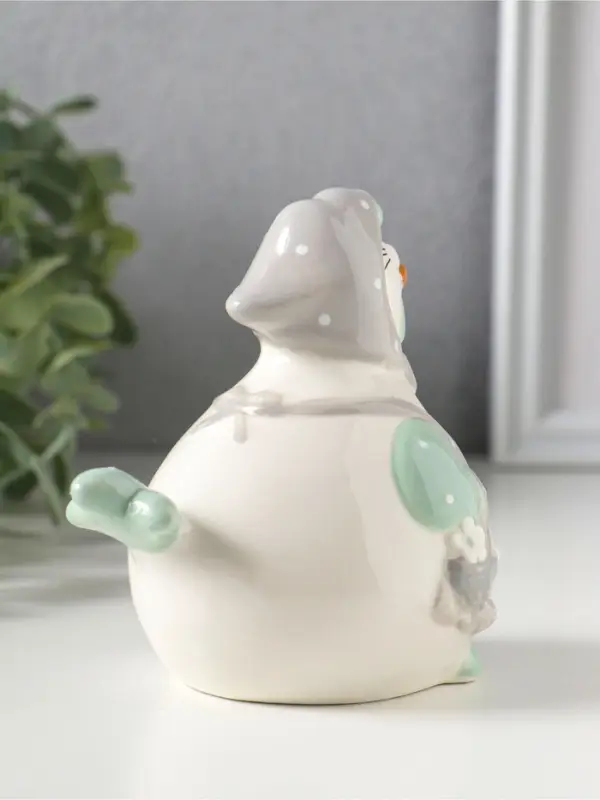 Сувенир керамика "Курочка-наседка в серо-бирюзовом переднике и косынке" 10х7,9х10,4 см