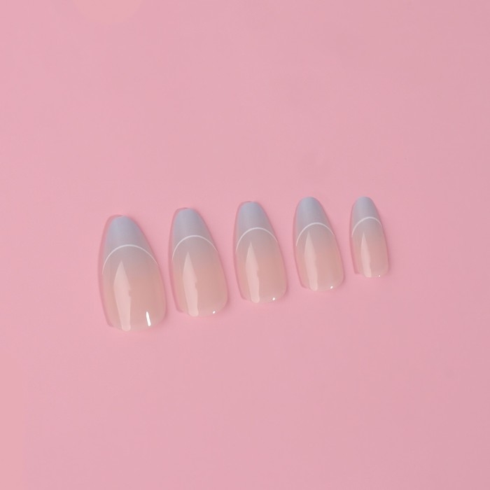 Накладные ногти &laquo;French&raquo;, 24 шт, с клеевыми пластинами, форма миндаль, цвет бежевый/голубой