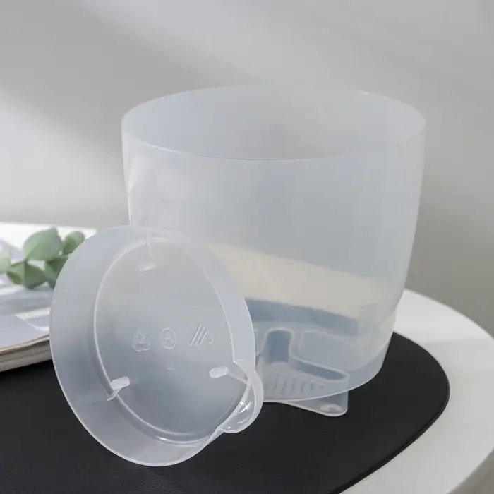 Горшок для цветов с поддоном &laquo;Альтернатива. Адель&raquo;, 1.5 л, пластиковый, прозрачный