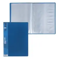 Папка с 20 вкладышами А5, 500 мкм, Calligrata, 9 мм, карман на корешке, синяя