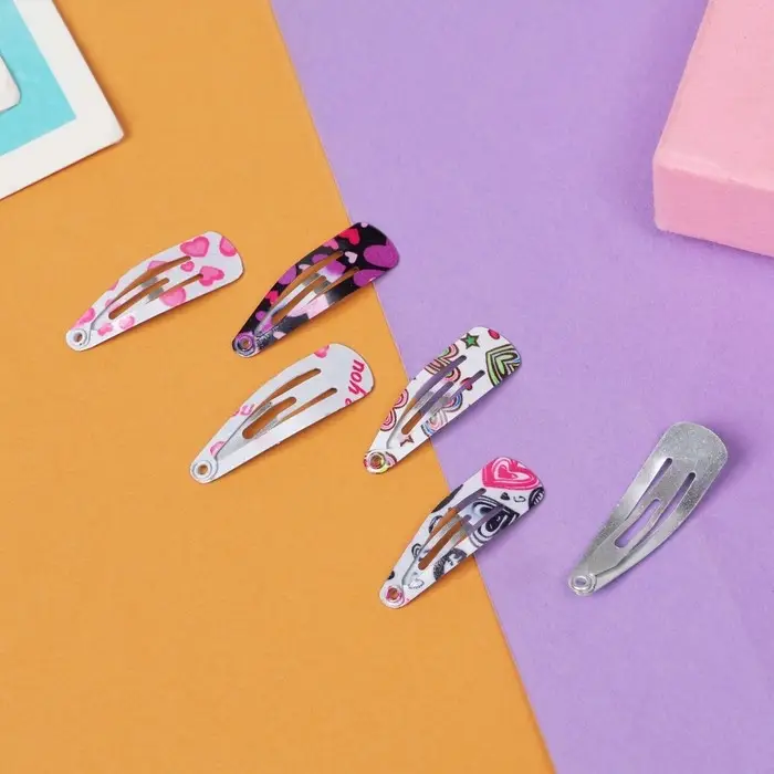 Невидимка для волос "Малышка" (набор 12 шт) сердечки, 3 см