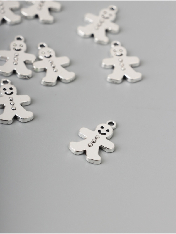 Декор для творчества металл Декор для творчества металл "Имбирный пряник" серебро набор 10 шт 1,9х1,1х0,2 см