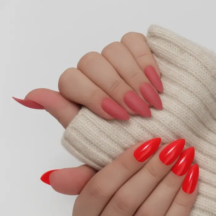 Накладные ногти, 24 шт., с клеевыми пластинами, форма миндаль, цвет неоновые/матовые, розовые