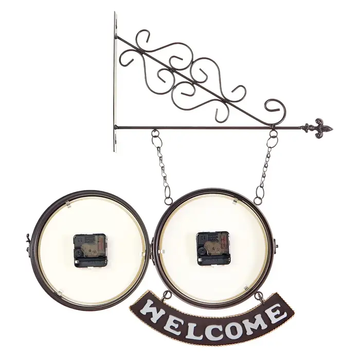 Часы настенные интерьерные WELCOME, двусторонние, на подвесе, бесшумные, плавный ход, 55&times;36 см, циферблат d=20 см, от батареек 2&times;АА