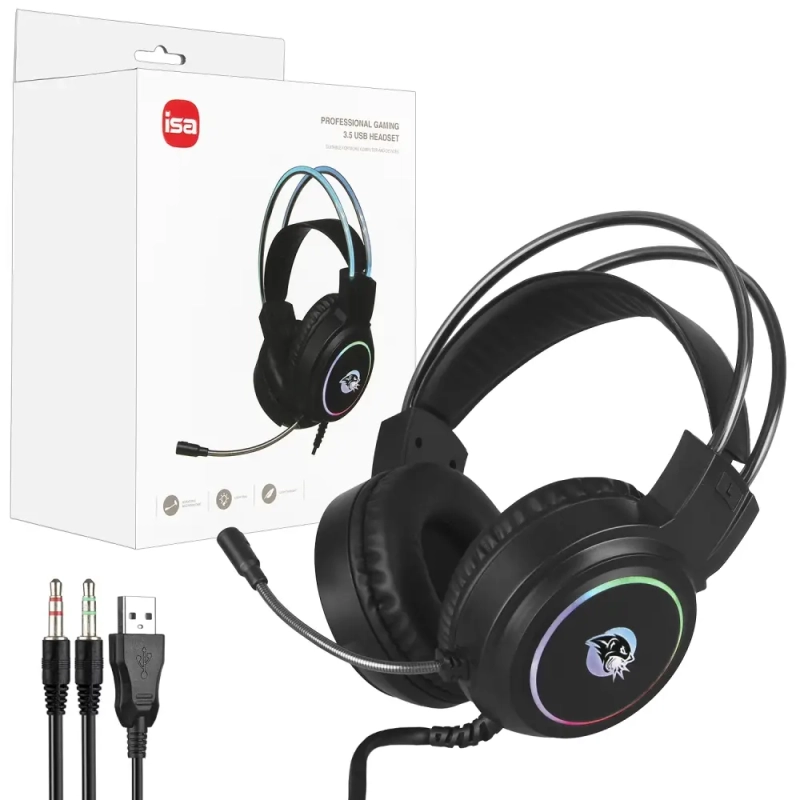 Наушники Bluetooth игровые RGB с подсветкой GH-1 ISA