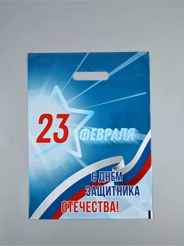 Пакет подарочный &laquo;23 февраля&raquo;, полиэтиленовый с вырубной ручкой, синий, 30&times;40 см, 50 мк