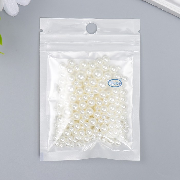 Декор для творчества пластик Декор для творчества пластик "Шарики. Сливки" d=3-8 мм, набор 10 гр