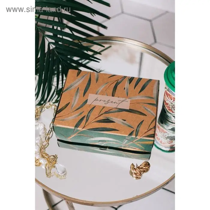 Коробка подарочная складная крафтовая, упаковка, «Present», 21 х 15 х 5 см Коробка подарочная складная крафтовая, упаковка, «Present», 21 х 15 х 5 см