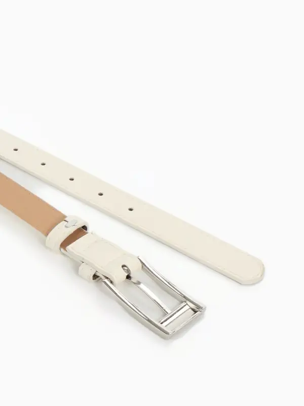 Ремень женский, 110&times;2.7 см, пряжка металл, серебристая, белый