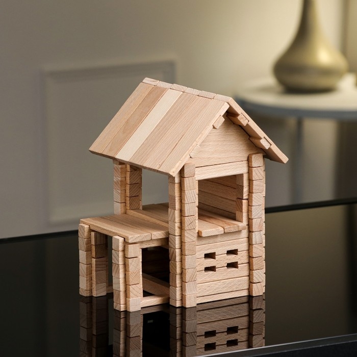 Конструктор деревянный «Домик с верандой», 102 детали, массив бука Конструктор деревянный «Домик с верандой», 102 детали, массив бука