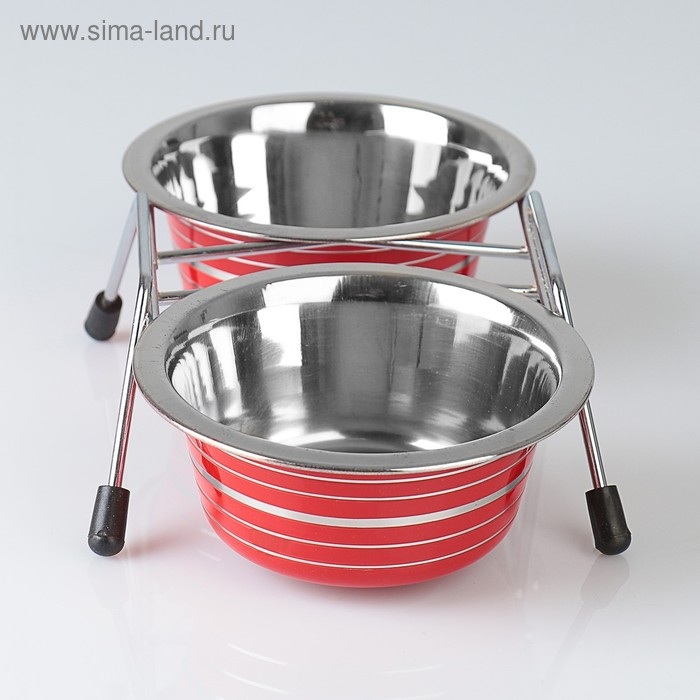 Набор из 2 цветных мисок на подставке, 2 х 225 мл Набор из 2 цветных мисок на подставке, 2 х 225 мл