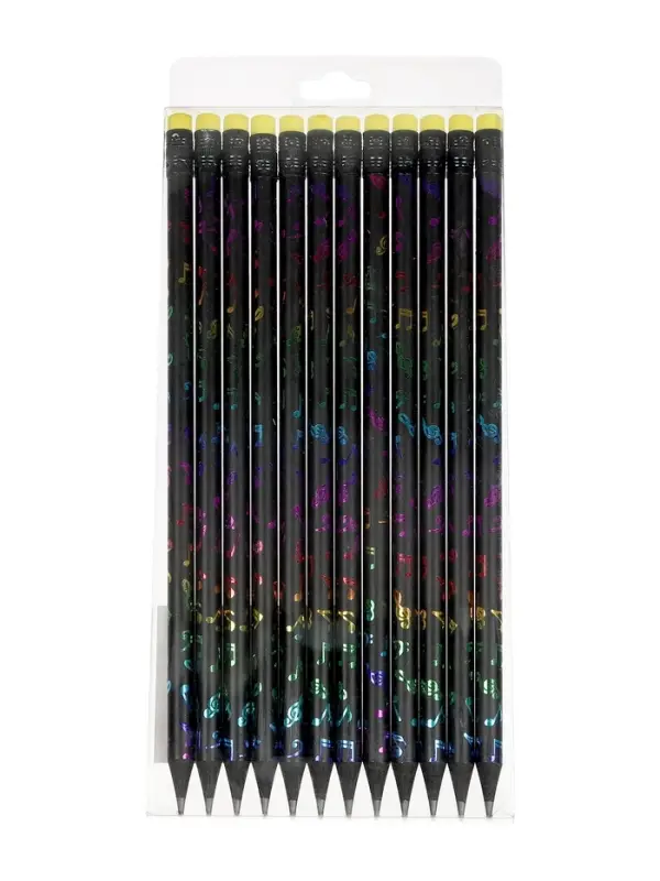 Карандаш чернографитный Calligrata, НВ, с ластиком, круглый, пластиковый, чёрный корпус с рисунком