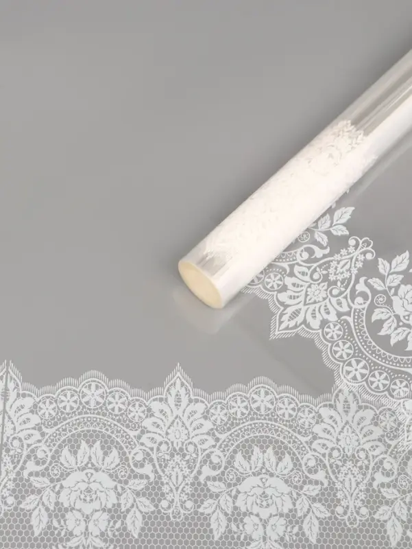 Плёнка для цветов &laquo;Ажур&raquo;, прозрачная/белая, 0.6&times;9.3&plusmn;5% м, 40 мкм, 200 г