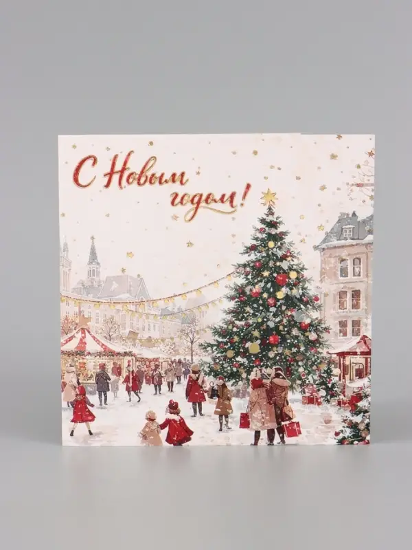Открытка &laquo;С Новым годом!&raquo;, тиснение, площадь, 15&times;15 см