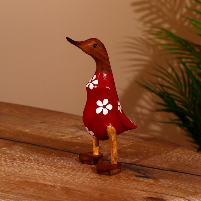 Сувенир "Утка в цветочек " дерево 25 см