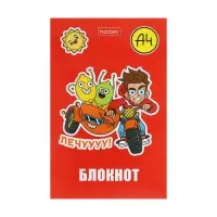 Блокнот А7, 48 листов, в клетку, на склейке, &laquo;Влад А4&raquo;, обложка мелованная бумага, ламинация, трёхцветный блок, блок 60 г/м&sup2;, 5 В МИКС