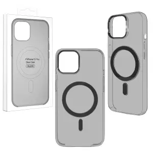 Чехол для iPhone 15 Plus Clear Case Black (MagSafe + анимация NFC Clear) ORG