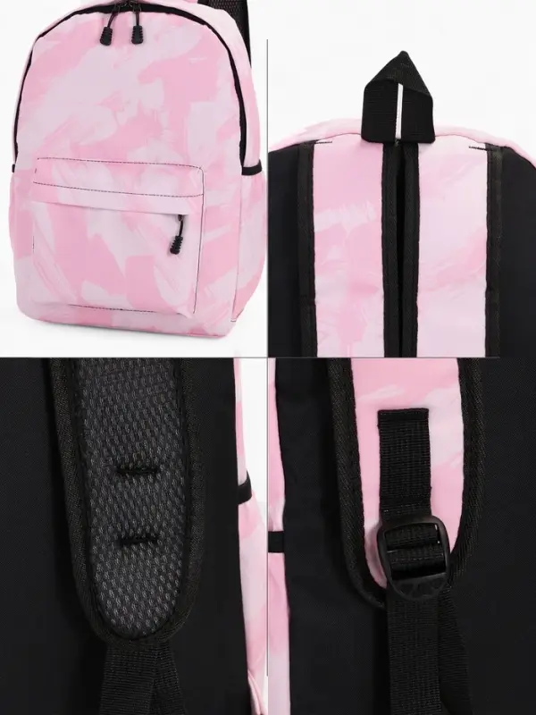 Рюкзак школьный на молнии, с карманами, размер 30&times;13&times;42 см, светло-розовый