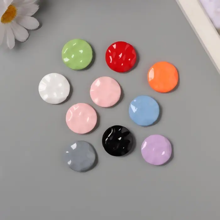 Бусины для творчества акрил Бусины для творчества акрил "Плоский мятый круг" МИКС 2,5х2,5х0,6 см