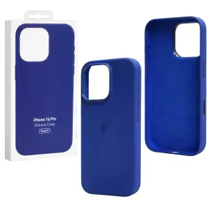 Чехол для iPhone 16 Pro Silicone Case 100% ORG (MagSafe + анимация NFC Clear) c LOGO Briliant Blue