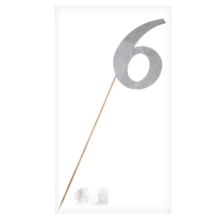 Топпер в торт «Цифра 6», цвет серебро Топпер в торт «Цифра 6», цвет серебро