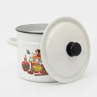 Кастрюля эмалированная, 7 л, d=24 см, с крышкой, деколь МИКС, белая