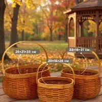 Корзина плетёная для хранения Wif, с ручкой, лоза, коричневая, набор 3 шт.