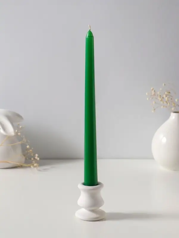 Набор свечей античных 25 см, 2 шт., 58 г, 7 ч, зелёный