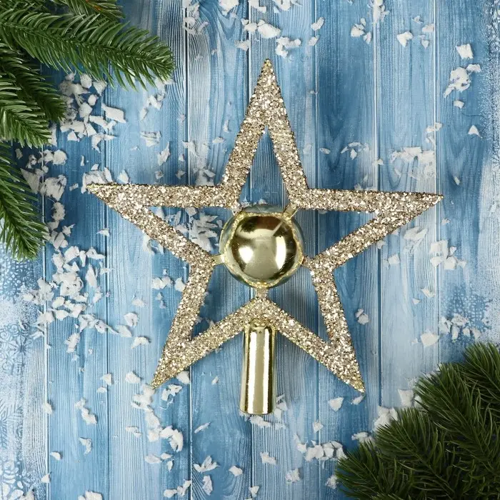 Звезда на ёлку (верхушка) «Золото», 19×19 см