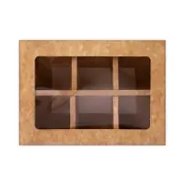 Коробка для 6 конфет с окном, крафт, 13.7&times;9.85&times;3.85 см