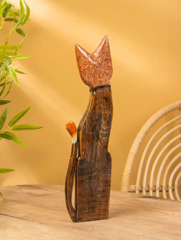 Сувенир «Кошка», 60×14×6 см, дерево, коричневый, МИКС Сувенир «Кошка», 60×14×6 см, дерево, коричневый, МИКС
