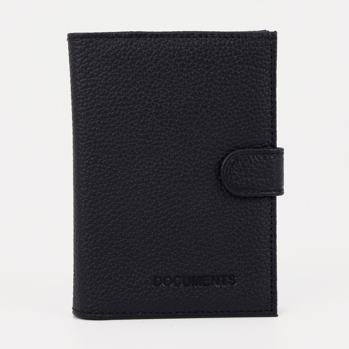 Обложка для автодокументов и паспорта, хлястик/флотер, цвет чёрный Обложка для автодокументов и паспорта, хлястик/флотер, цвет чёрный