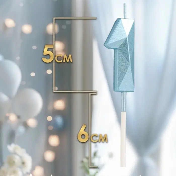 Свеча в торт на шпажке «Алмаз», цифра 1, голубая, 5 см Свеча в торт на шпажке «Алмаз», цифра 1, голубая, 5 см