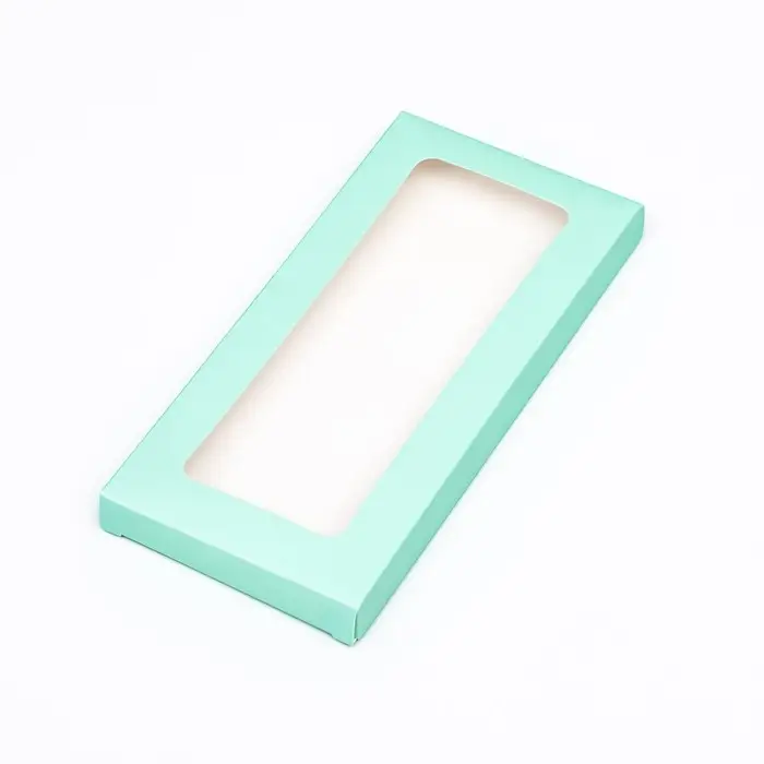 Подарочная коробка под плитку шоколада, с окном, зеленая (мятная), 17×8×1.4 см Подарочная коробка под плитку шоколада, с окном, зеленая (мятная), 17×8×1.4 см