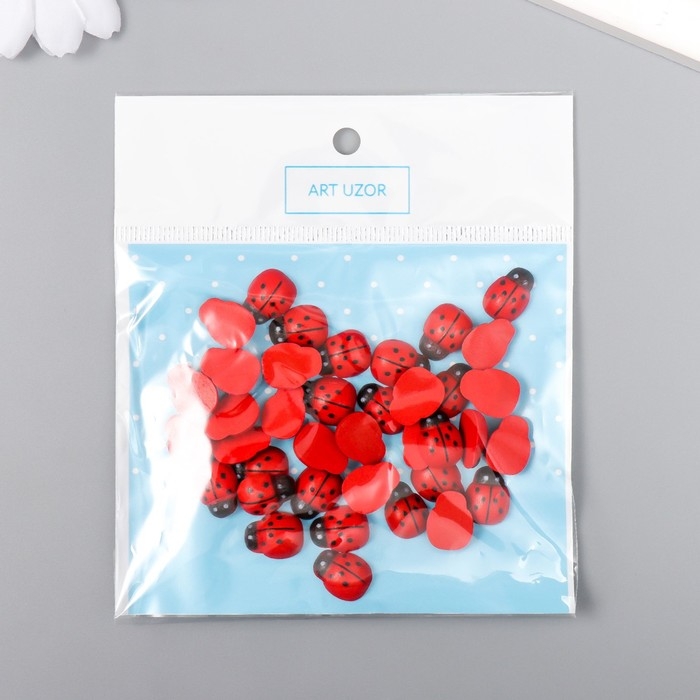 Декор для творчества дерево "Божья коровка" набор 38 шт 1,3х1,1 см