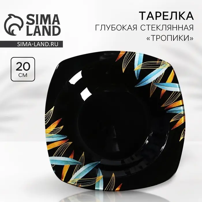 Тарелка суповая стеклянная «Тропики», 20×20 см