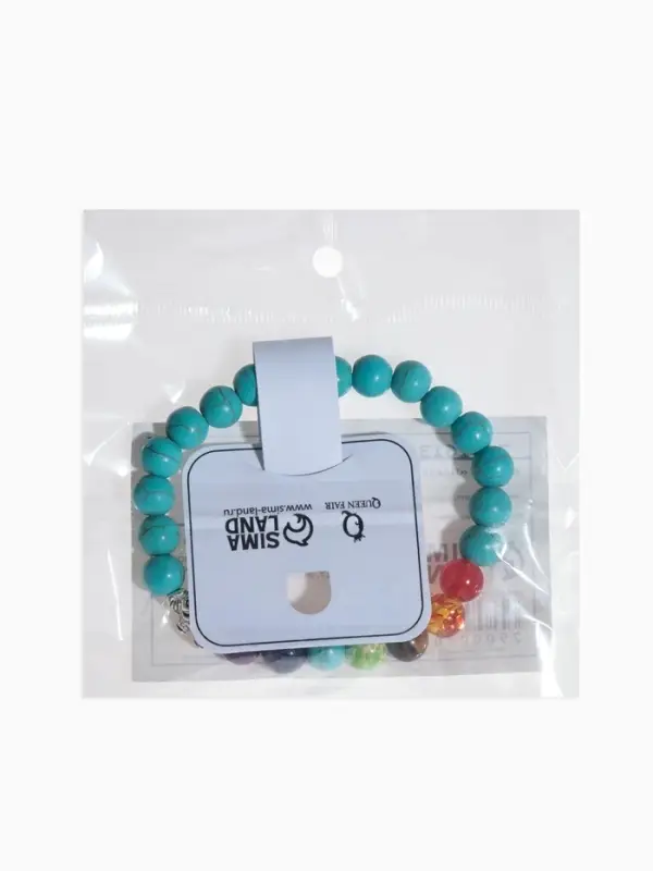 Браслет из бусин &laquo;Ассорти. Бирюза и Планеты&raquo;, d=7, голубой, разноцветный