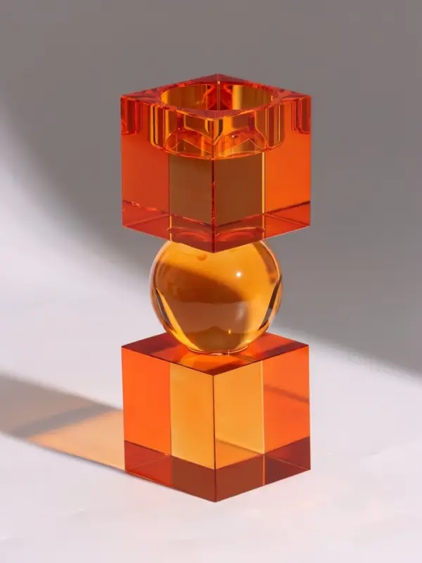 Подсвечник хрустальный &laquo;Хайли&raquo;, 4.8&times;4.8&times;13.8 см, янтарный